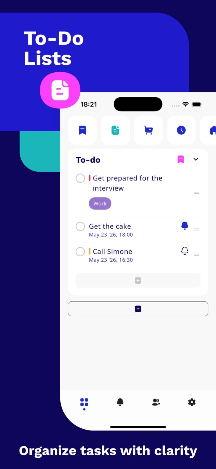 App Store screenshot: to-do lists with deadlines and tags