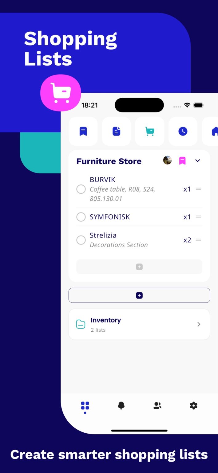 App Store screenshot: a shopping list with quantities