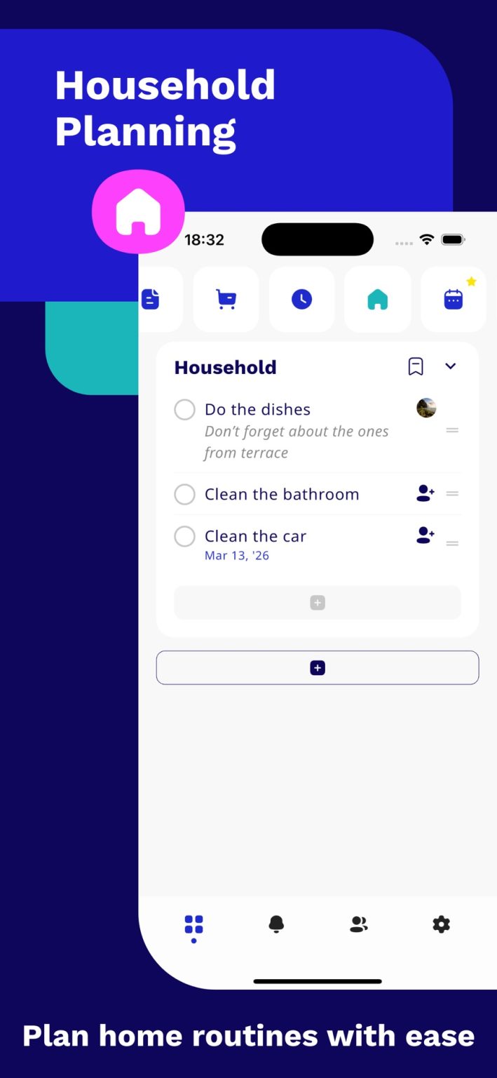 App Store screenshot: household chores assigned to members of the home
