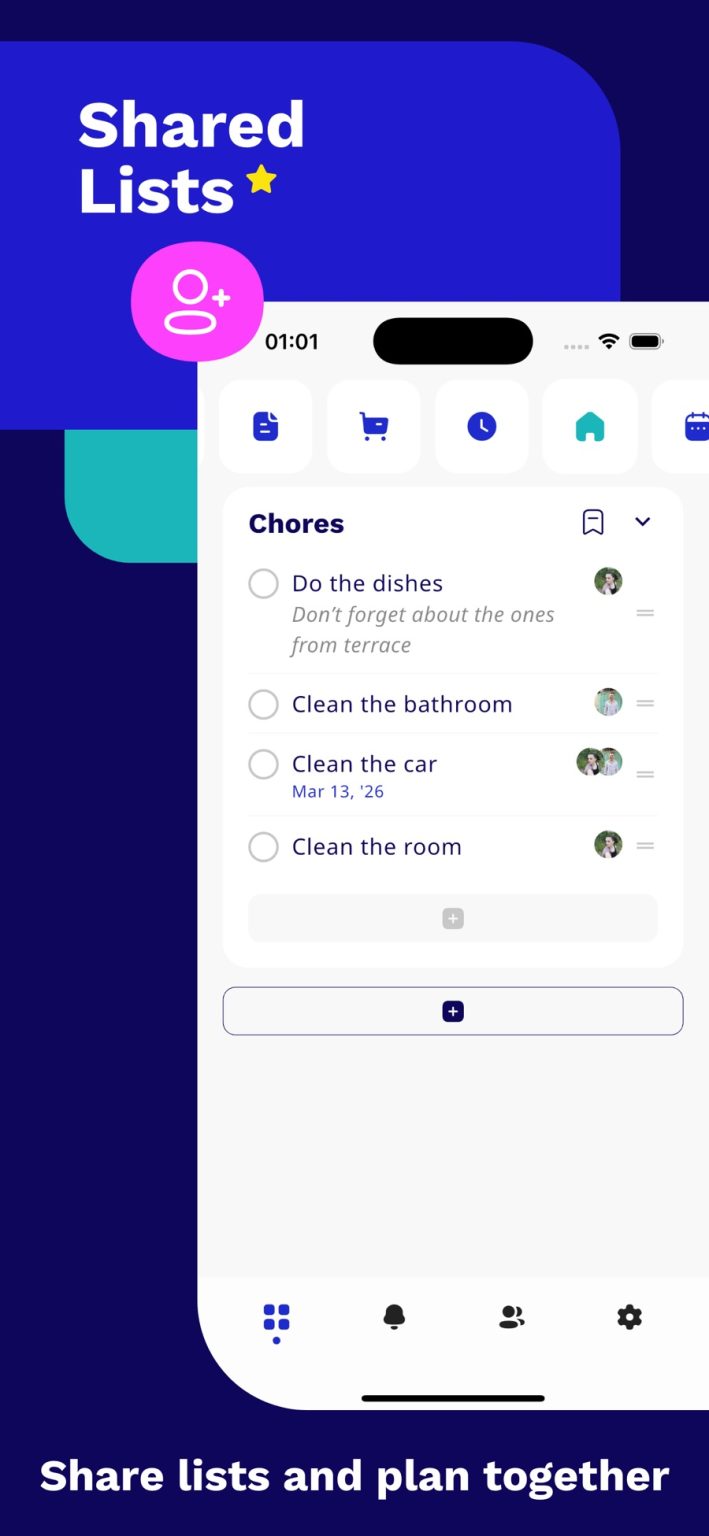 App Store screenshot: lists shared with other people