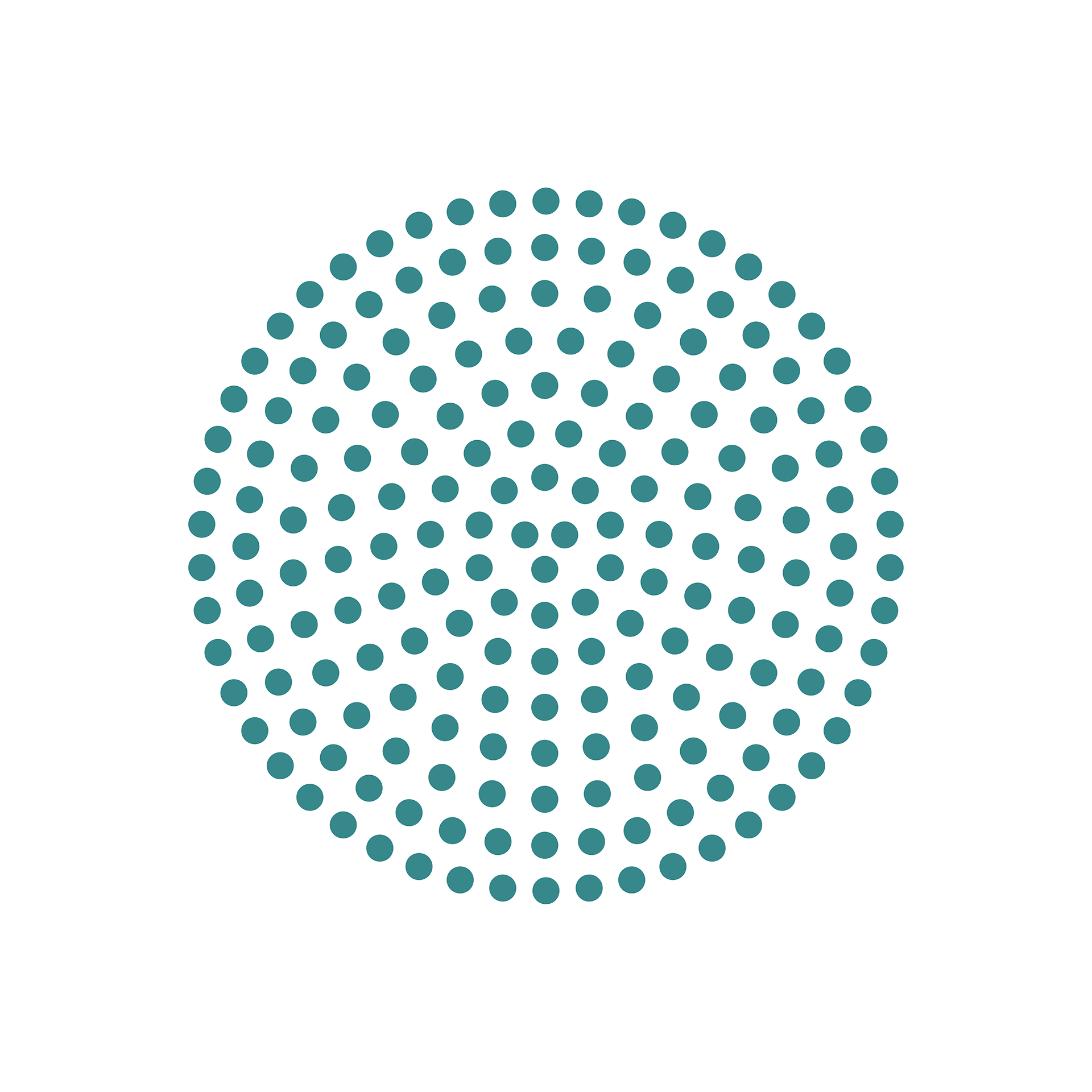 The teal dot pattern, arranged in concentric circles, taken from the logo