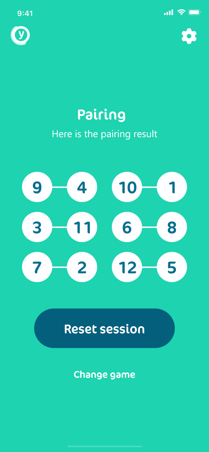Pair for me: the pairing result, six pairs of numbers